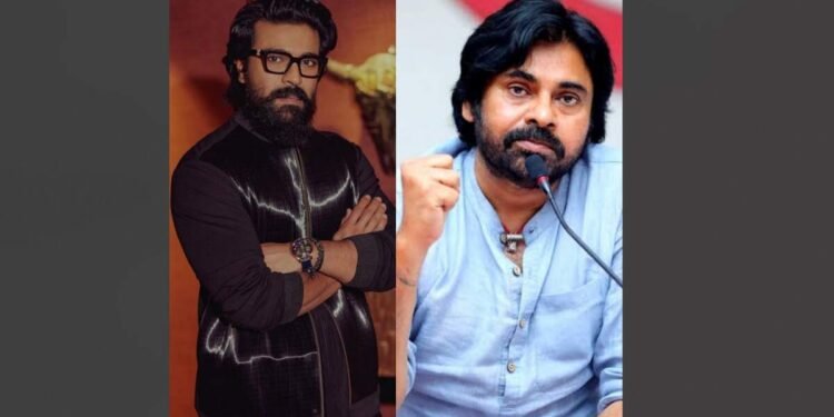 Ram Charan, Pawan Kalyan, Game Changer, Rajahmundry, Mega Star, Political Drama, Indian Cinema, Konidela Family, Movie Promotion, Cinematic Event, Shankar, Film Release, Star Power, Cinema and Politics, Grand Celebration, Hope these help,