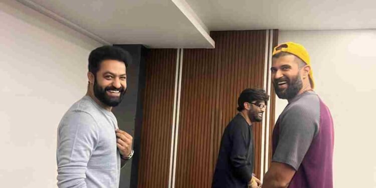 NTR Jr., Vijay Deverakonda, VD12, VD12 Teaser, VD12 Title Teaser, NTR Jr. Voiceover, Tollywood, Indian Cinema, Film Teaser, Movie Teaser, Upcoming Film, New Movie, Telugu Cinema, NTR Jr. Voice for VD12, Vijay Deverakonda's Next Film, VD12 Release Date, VD12 February 12th, NTR Jr. and Vijay Deverakonda Collaboration, Naga Vamsi Virupaksha, NTR Jr. Support for Colleagues, South Indian Cinema, Man of Masses NTR Jr. VD12 Teaser Release, VD12 Teaser Reaction, VD12 Teaser Trending, Vijay Deverakonda New Movie Update, Why NTR Jr. gave voice to VD12 teaser, NTR Jr. Vijay Deverakonda new movie collaboration, VD12 teaser release date and time, How to watch VD12 teaser online,