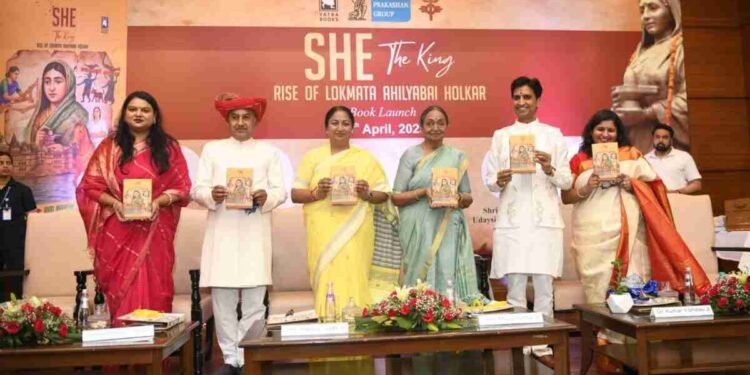 'She - The King' Book on Ahilyabai Holkar Launched 1 She - The King, Rise of Lokmata Ahilyabai Holkar, Aditi Narayani, Ahilyabai Holkar book, Lokmata Ahilyabai Holkar biography, Book launch, New Maharashtra Sadan, Vani Prakashan, Dr. Aditi Narayani book, Indian queen, Women leadership India, Historical narrative India, Spiritual ruler, Compassionate leadership, Feminine power, Indigenous leadership values, Forgotten epistemologies, Inclusive governance, Justice empathy dharma, Shakti tradition, History feminism, Civilizational continuity, 300th birth anniversary Ahilyabai Holkar, Beti Bachao Beti Padhao , Rekha Gupta , Delhi CM) Kumar Vishwas , She - The King book review, Aditi Narayani new book, Lokmata Ahilyabai Holkar history, Biography of Ahilyabai Holkar in English, Book launch She - The King New Delhi, Women rulers of India history, Spiritual leadership in Indian history, Importance of women's empowerment in India,