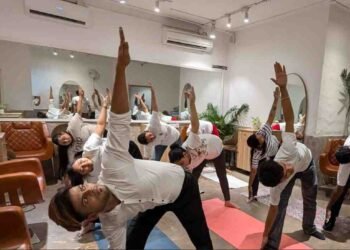 FHRAI, Harit Yoga, Ministry of Ayush, Yoga Session, Wellness Event, Environmental Consciousness, Sustainable Living, Blossom Kochhar College of Creative Arts & Design ,BKCCAD, New Delhi Event, Holistic Health, Sapling Distribution, International Day of Yoga, IDY, Shri Narendra Modi Prime Minister, Dr. Blossom Kochhar, Samantha Kochhar, Payal Swami FHRAI, Hospitality Sector Wellness, Yoga for Environment, India Wellness Initiatives, Greater Kailash Event,