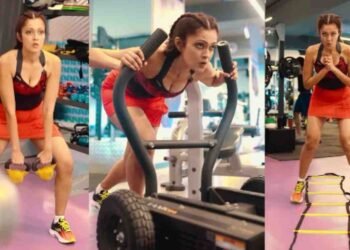 Sheena Chohan, workout video, mid-week motivation, intense workout, Bollywood fitness, celebrity fitness routine, high-intensity training, rope training, jump squats, karate champion, strength training,