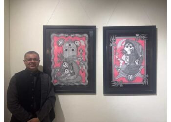 Artist Mrinal Singh, Sankhya philosophy art, Mithila painting Purusha Prakriti, Mrinal Singh artist, Advaita thought in art, Indian philosophical paintings