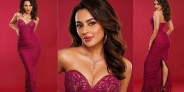 Seerat Kapoor , Actress Seerat Kapoor ,Seerat Kapoor, Seerat Kapoor fashion, Ohaila Khan couture, Magenta gown, Bollywood red carpet fashion,