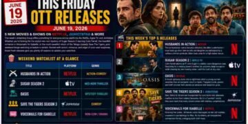 Friday OTT releases June 19 2026, Sugar Season 2, Save The Tigers Season 3, Netflix new releases, Apple TV new shows, JioHotstar releases, OTT movies today