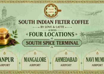 Love & Latte, South Indian filter coffee, airport café India, Navi Mumbai Airport café, Ahmedabad Airport coffee, Mangalore Airport café, Kanpur Airport coffee, Sachde Foods & Beverages, flavored filter coffee, iced filter coffee, Indian airport food and beverage, airport coffee chain, premium coffee India, travel café, Indian café brand