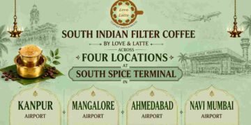 Love & Latte, South Indian filter coffee, airport café India, Navi Mumbai Airport café, Ahmedabad Airport coffee, Mangalore Airport café, Kanpur Airport coffee, Sachde Foods & Beverages, flavored filter coffee, iced filter coffee, Indian airport food and beverage, airport coffee chain, premium coffee India, travel café, Indian café brand