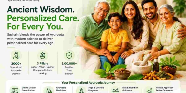 Most Indians Mistake Ayurveda for One-Doctor Care—Sushain Brings 2,000+ Specialists Under One Digital Platform 1 Sushain, Sushain Wellness & Wholeness, Ayurveda Specialists, Ayurvedic Doctors India, Digital Ayurveda Platform, Online Ayurveda Consultation, Ayurvedic Healthcare, Ayurveda Treatment, Holistic Healthcare India, Ayurveda Specialist Doctors, AI in Ayurveda, Digital Healthcare India, Startup India Healthcare, SISFS Startup, Vikram Singh Parmar, Ayurveda for Diabetes, Ayurveda for Arthritis, Ayurveda for Infertility, Ayurveda Wellness Platform, Personalized Ayurveda Treatment, Preventive Healthcare, Panchakarma Specialists, Ayurvedic Nutrition, Yoga and Ayurveda, Best Ayurvedic Consultation Online, Evidence-Based Ayurveda, Ayurveda Healthcare Technology, Ayurvedic Disease Management, Healthcare Innovation India, Ayurveda Digital Transformation,
