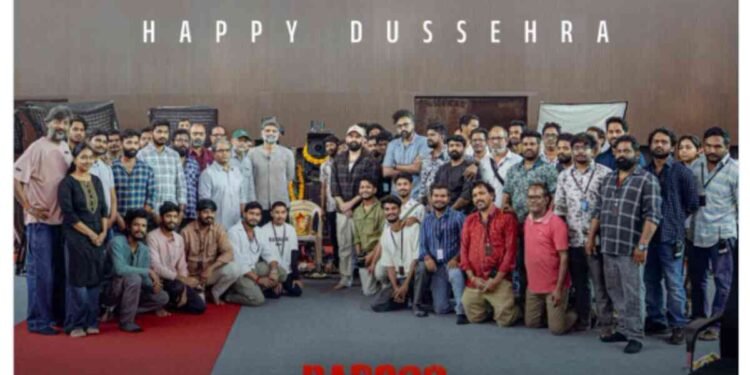 Ram Pothineni celebrates Dussehra with the cast and crew on the sets of RAPO23.