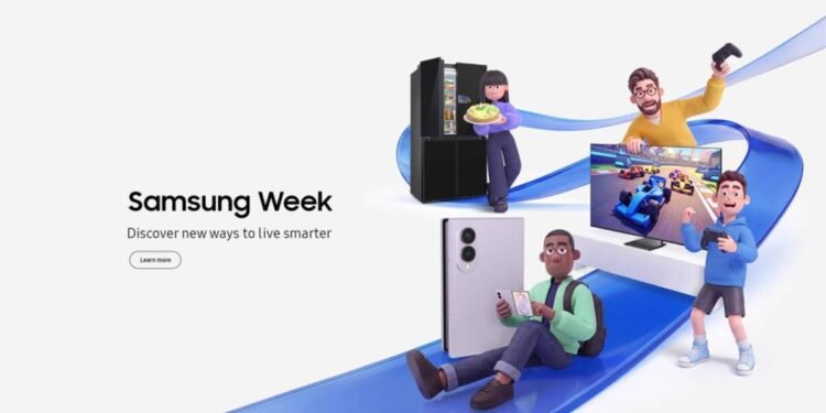 Samsung Announces ‘Samsung Week’ 2026: The Ultimate AI-Powered Shopping Extravaganza 1 Samsung Week 2026 offers featuring discounts on Galaxy smartphones, AI-powered TVs, laptops, tablets and Samsung home appliances in India.